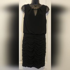 Aiden Black Sleeveless Ruched Midi Dress